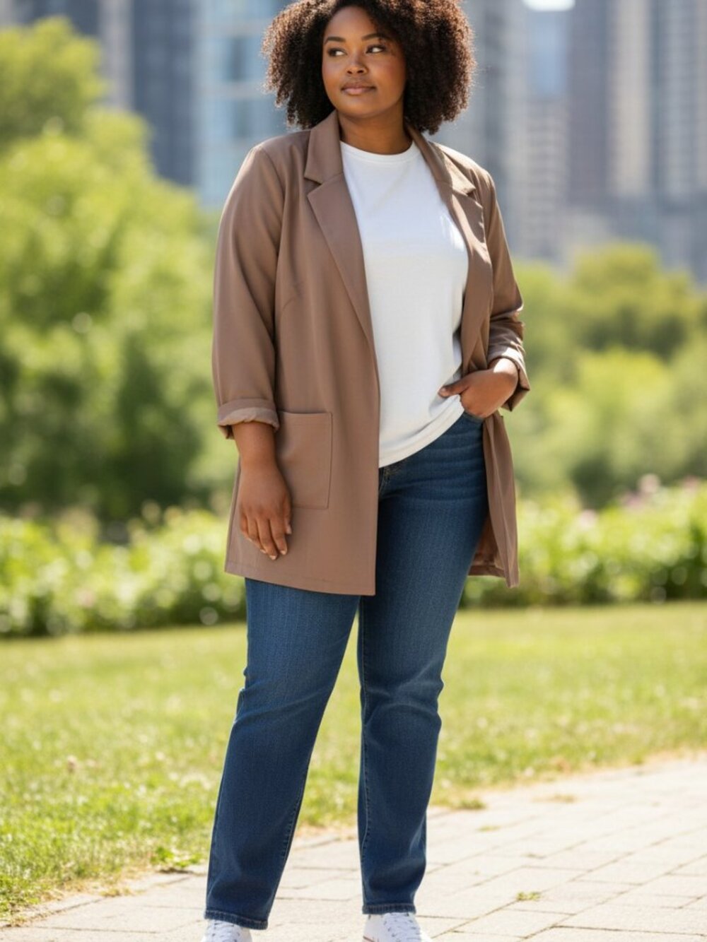 LuLaRoe Joy Longline Blazer Open Front Duster Cardigan Mauve Taupe Women 3XL